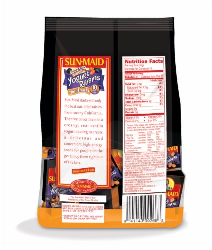 Sunmaid® Halloween Orange & Black Vanilla Yogurt Raisins Mini Snack Packs Perspective: back