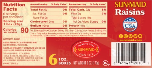 Sun-Maid® California Sun-Dried Raisin Snack Multipack Perspective: back