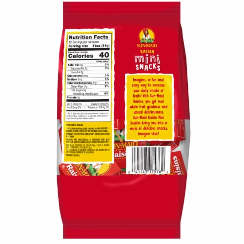 Sun-Maid® California Sun-Dried Raisins Mini Snacks Dried Fruit Perspective: back