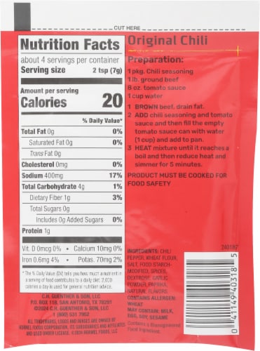 Hormel™ Original Chili Seasoning Perspective: back