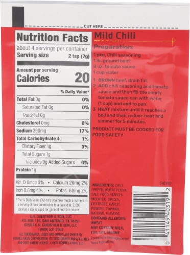 Hormel™ Mild Chili Seasoning Perspective: back