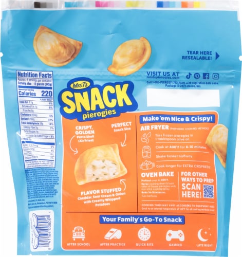 Mrs. T's Mini Cheddar Sour Cream & Onion Snack Perogies Perspective: back