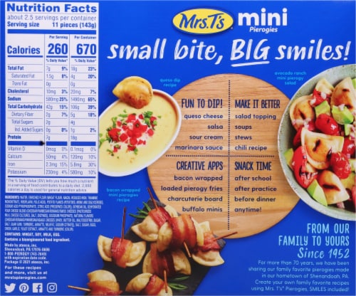 Mrs. T's Four Cheese Medley Mini Pierogies Perspective: back