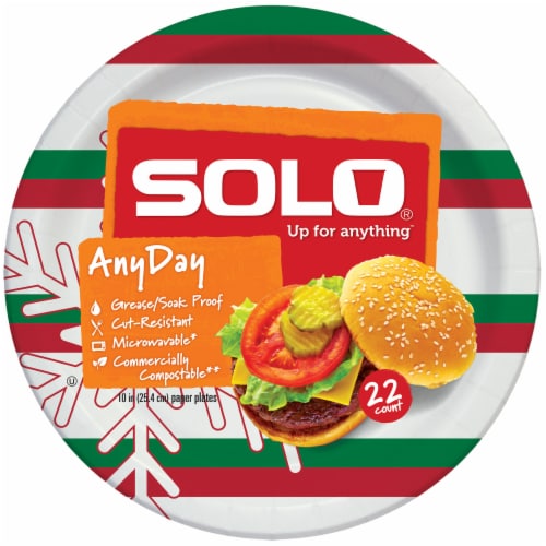 Solo AnyDay Holiday Paper Plates 22 ct 10 in Foods Co