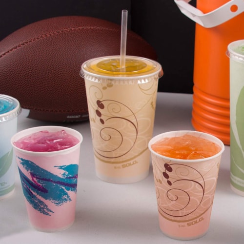 Solo Disposable Drinking Cup Multi-color Wax Coated Paper 7 oz