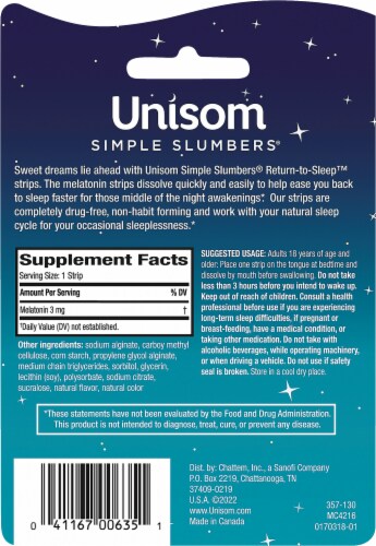 Unisom Return-To-Sleep Melatonin Strips Perspective: back