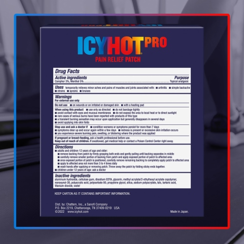 Icy Hot Pro No-Mess Pain Relief Camphor and Menthol Patches Perspective: back