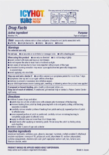 Icy Hot® Kids Fast Acting Pain Relief Patch Perspective: back