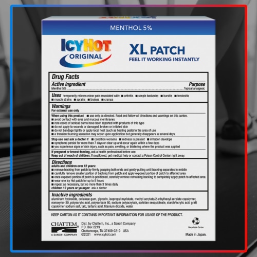 Icy Hot Original XL for Back and Large Areas Pain Relief Patch Perspective: back