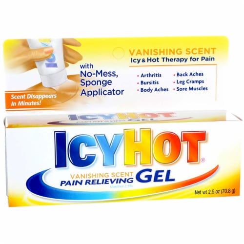 Icy Hot Vanishing Scent Pain Relieving Gel with No-Mess Sponge Applicator Perspective: back