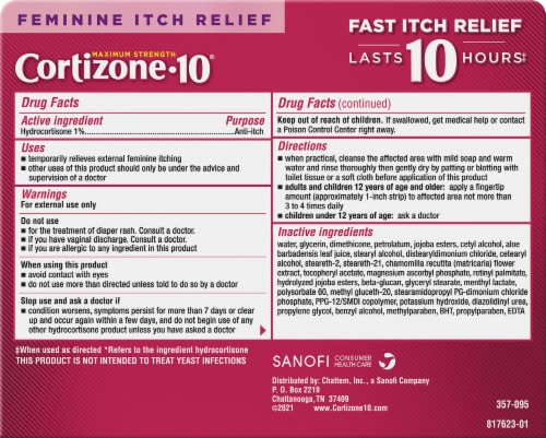 Cortizone-10 Feminine Relief Anti-Itch Creme Intensive Healing Formula Soothing Aloe Perspective: back
