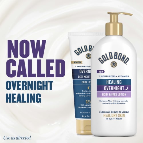 Gold Bond® Healing Overnight Body & Face Lotion with Hyaluronic Acid, Aloe & Melatonin for Dry Skin Perspective: back