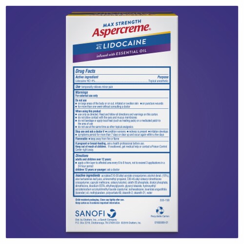 Aspercreme Lidocaine Lavender No-Mess Roll-On Pain Relief Lidocaine Liquid Perspective: back