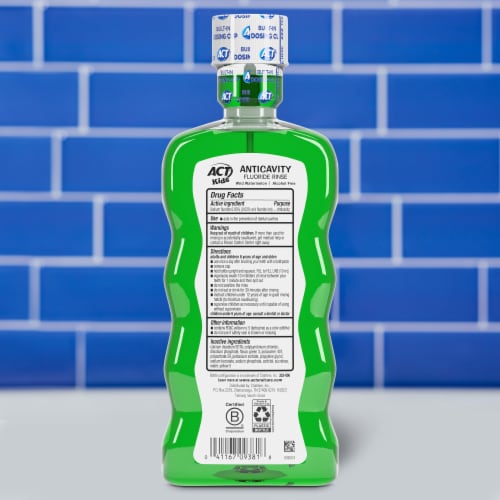 ACT Anticavity Fluoride Mouthwash for Kids Sugar & Alcohol Free Wild Watermelon Flavor Perspective: back