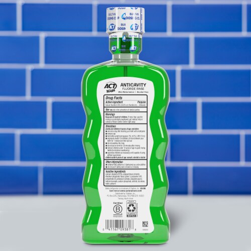 ACT Anticavity Fluoride Mouthwash for Kids Sugar & Alcohol Free Wild Watermelon Flavor Perspective: back