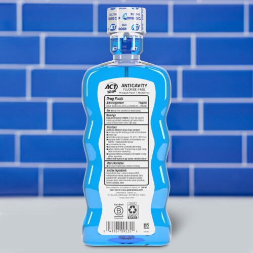 ACT Anticavity Fluoride Mouthwash for Kids Sugar & Alcohol Free Pineapple Punch Flavor Perspective: back