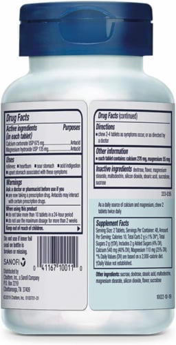 Rolaids Extra Strength Antacid, 96 Chewable Tablets, Mint Flavor, Extra Strength Heartburn Relief Perspective: back
