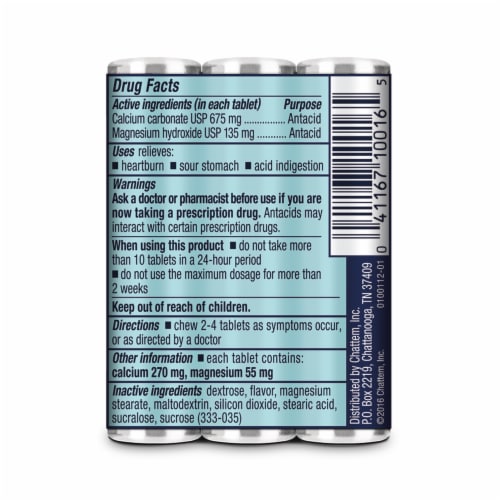 Rolaids Three Roll Packs Extra Strength Mint Tablets Perspective: back