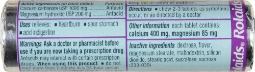Rolaids Ultra Strength Mint Antacid Tablets Perspective: back
