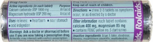 Rolaids Ultra Strength Fruit Antacid Tablets Perspective: back