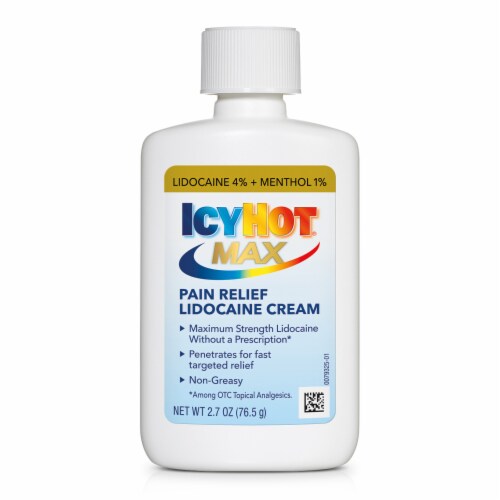 Icy Hot Max Strength Lidocaine Plus Menthol Pain Relieving Cream Perspective: back