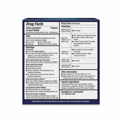 Xyzal® Allergy 24 Hour Relief Tablets 5mg Perspective: back