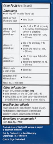 Xyzal® Allergy Relief Children's Oral Solution Perspective: back