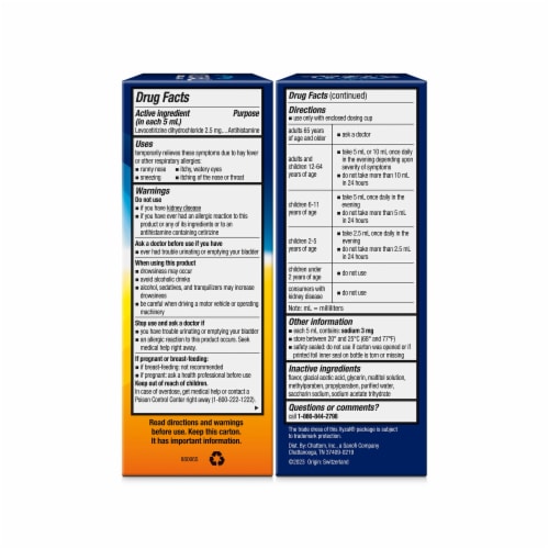 Xyzal Children's 24 Hour Grape Allergy And Sinus Antihistamine Levocetirizine Dihcl Perspective: back