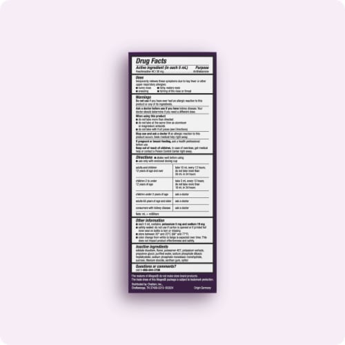 Allegra® Children's Berry Non-Drowsy 12 Hour Allergy Relief Liquid Perspective: back
