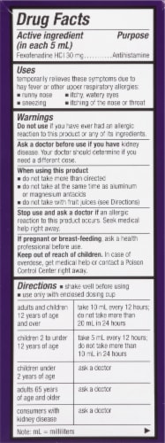 Allegra® Children's Allergy Non-Drowsy Liquid Perspective: back