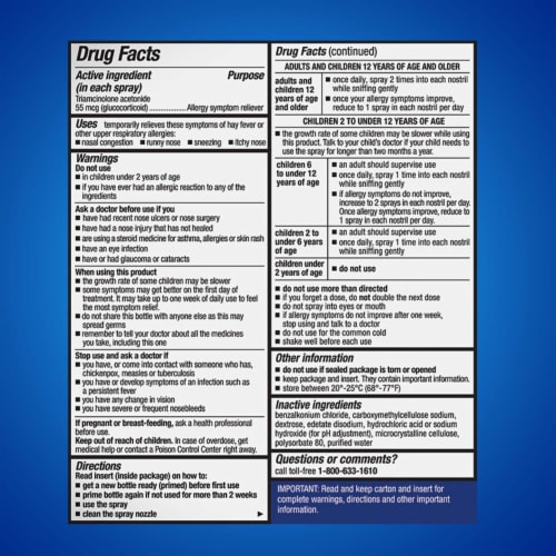 Nasacort 24HR Allergy Nasal Spray for Adults Non-drowsy & Alcohol Free Perspective: back