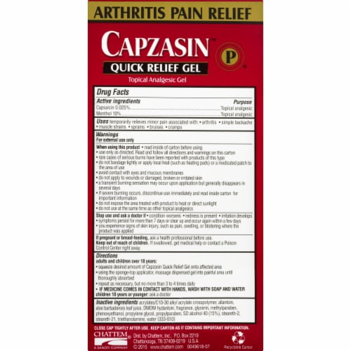 Capzasin No Mess Applicator Quick Relief Gel Perspective: back