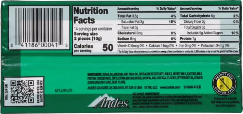 Andes® Creme de Menthe Chocolate Thin Mints Holiday Candy Box Perspective: back