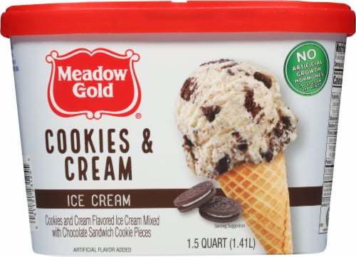 Meadow Gold® Cookies & Cream Ice Cream Tub Perspective: back