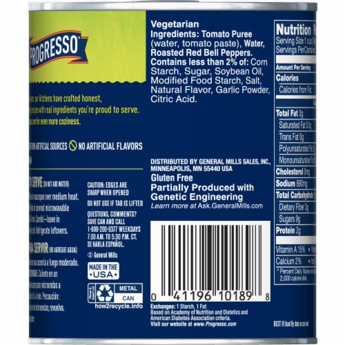 Progresso Vegetable Classics Tomato and Roasted Red Pepper Soup Perspective: back