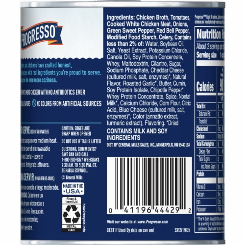 Progresso Light Chicken & Cheese Enchilada Soup Perspective: back