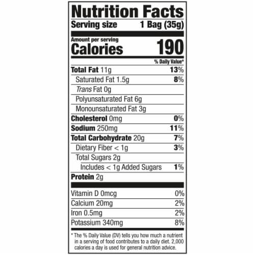 Jays® Potato Chips, Ridges Sour Cream and Onion, 1.25 Oz Snack Bag Perspective: back