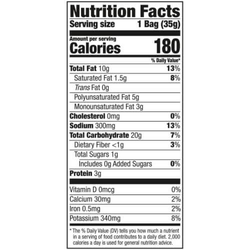 Jays Ridges Potato Chips, Cheddar and Sour Cream, 1.25 Oz Bag Perspective: back