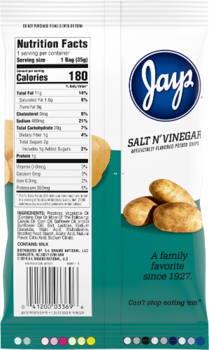 Jays® Salt N' Vinegar Flavored Potato Chips Perspective: back