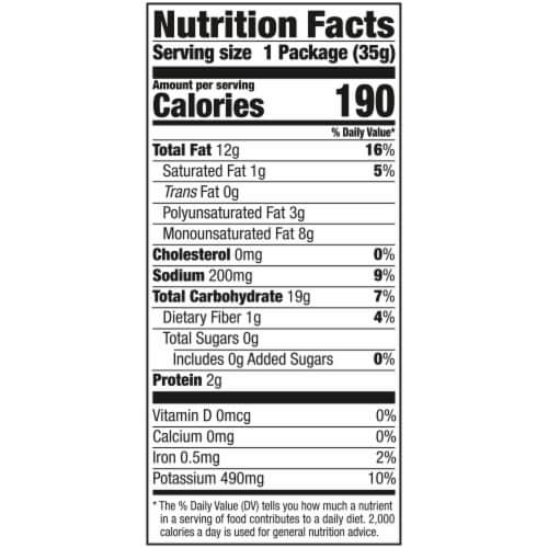 Jays® Original Potato Chips, 1.25 Oz Snack Bag Perspective: back
