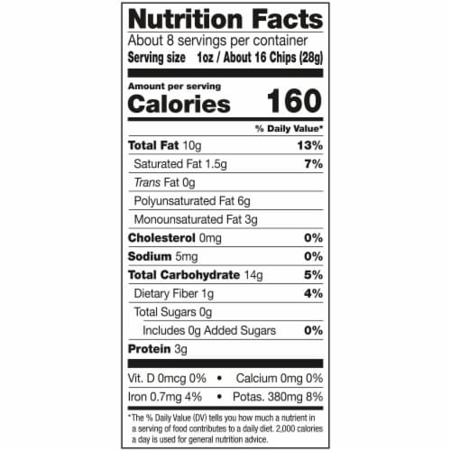 Jays® Potato Chips, No Salt, 8 Oz Bag Perspective: back