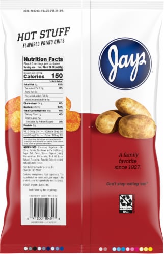 Jays Hot Stuff Potato Chips Perspective: back