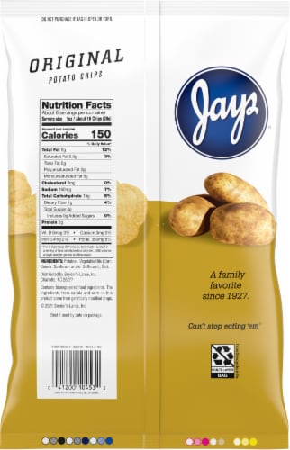 Jays Original Potato Chips Perspective: back
