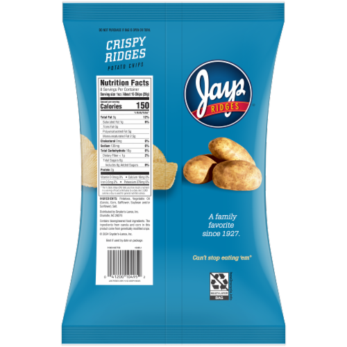 Jays® Original Crispy Ridges Potato Chips Perspective: back