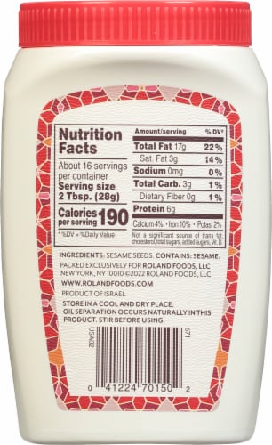Roland® Tahini Pure Ground Sesame Seed Perspective: back