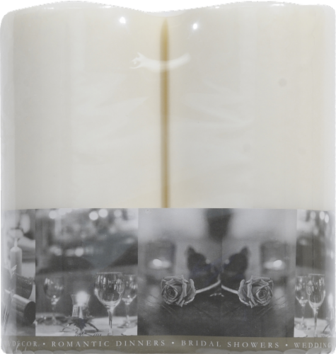 Everyday Living Unscented Pillar Candles - White Perspective: back