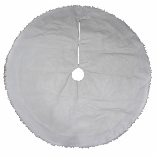 Holiday Home Sequin Tree Skirt with Fur Trim - White Perspective: back