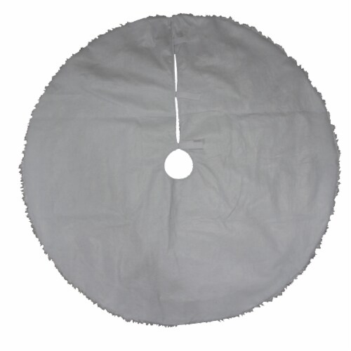 Holiday Home Sequin Tree Skirt with Fur Trim - Silver Perspective: back