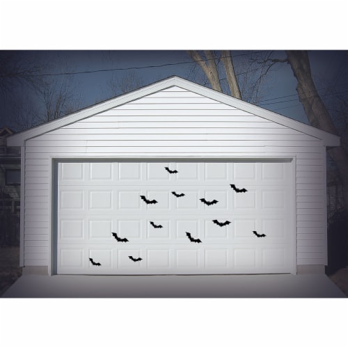 Holiday Home Giant Garage Door Silhouette Bats Decor - Black Perspective: back