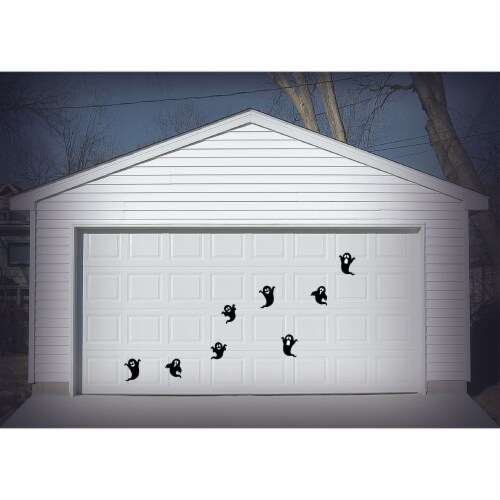 Holiday Home Giant Garage Door Silhouette Ghosts Decor - Black Perspective: back